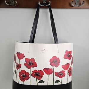 Kate Spade Floral Tote Bag - Black and Red